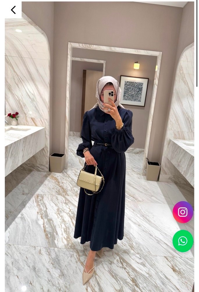 Kemerli Elbise Lacivert - Görsel 3