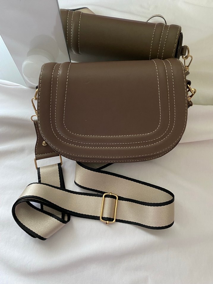 Kahverengi Kadın Çanta Tokalı Modern - Görsel 2