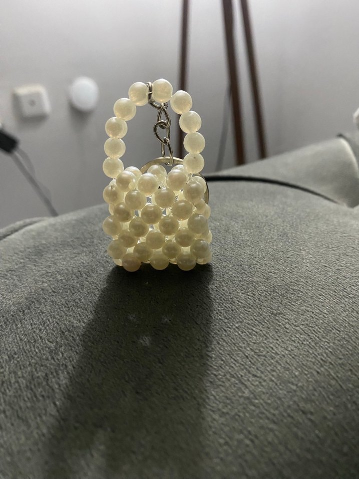 İnci Boncuklu Beyaz Kadın Anahtarlık - Görsel 4