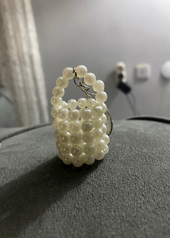 İnci Boncuklu Beyaz Kadın Anahtarlık - Görsel 3