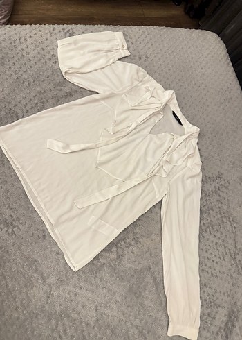 V Yaka Beyaz Hamile Bluzu - Görsel 2