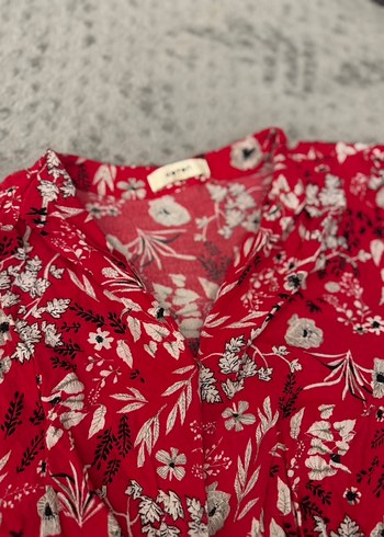 Çiçek Desenli Kırmızı Uzun Bohem Elbise - Görsel 4