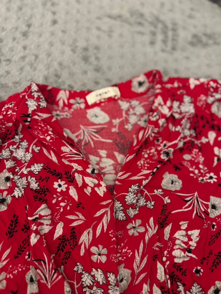 Çiçek Desenli Kırmızı Uzun Bohem Elbise - Görsel 4