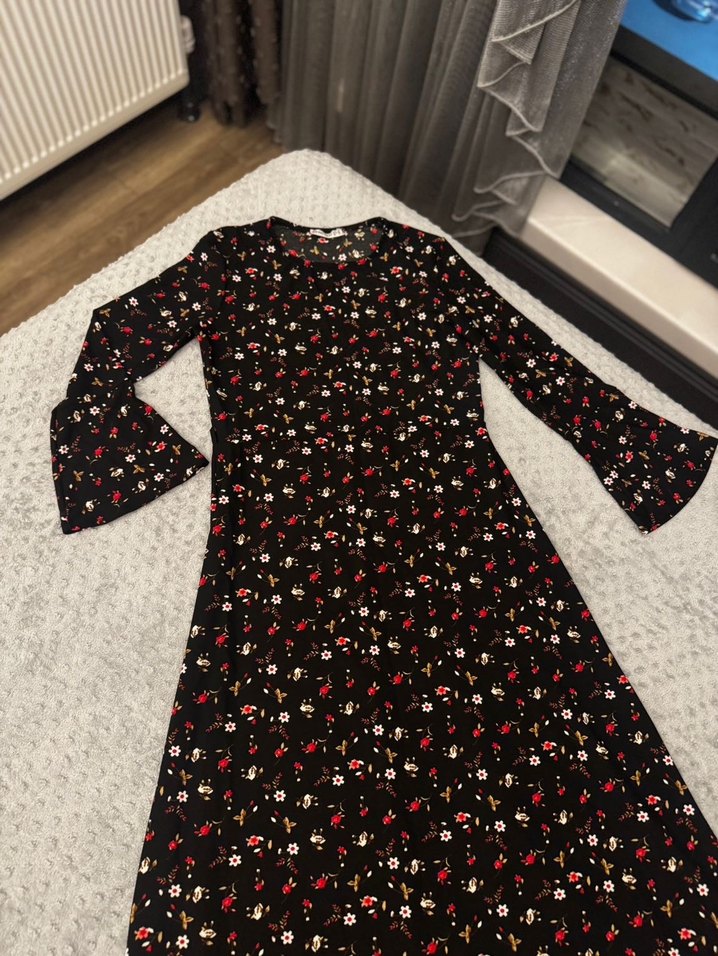 Çiçek Desenli Uzun Bohem Elbise - Görsel 2