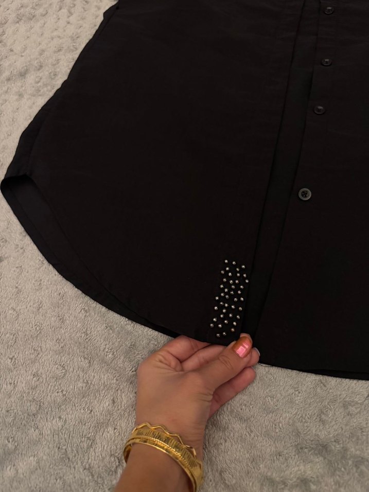 Siyah Düğmeli Hamile Midi Ceket - Görsel 2