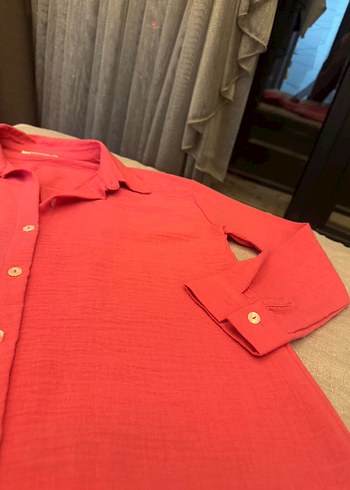 Pembe Uzun Kadın Keten Elbise - Görsel 4