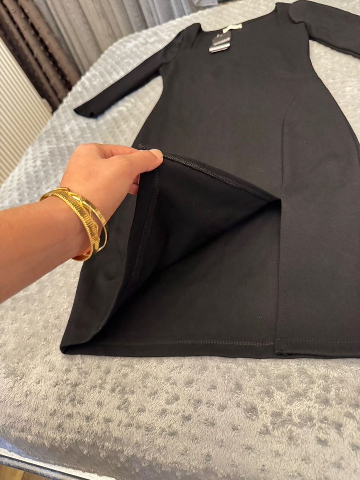 Siyah Uzun Kollu Ofis Elbisesi - Görsel 3