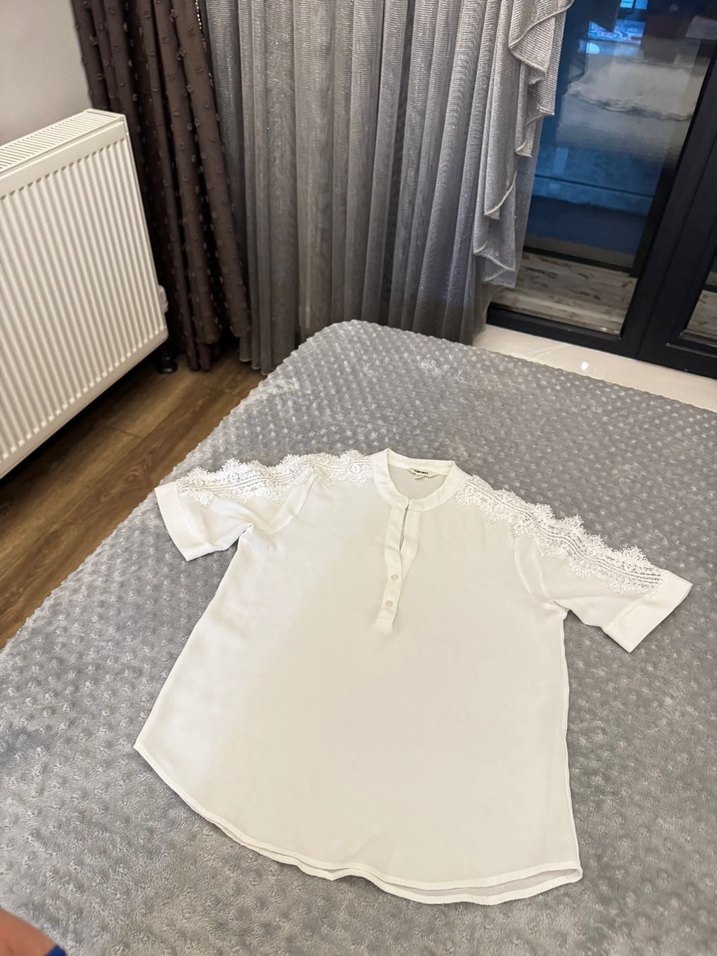 Dantel Detaylı Beyaz Kadın Bluz - Görsel 3