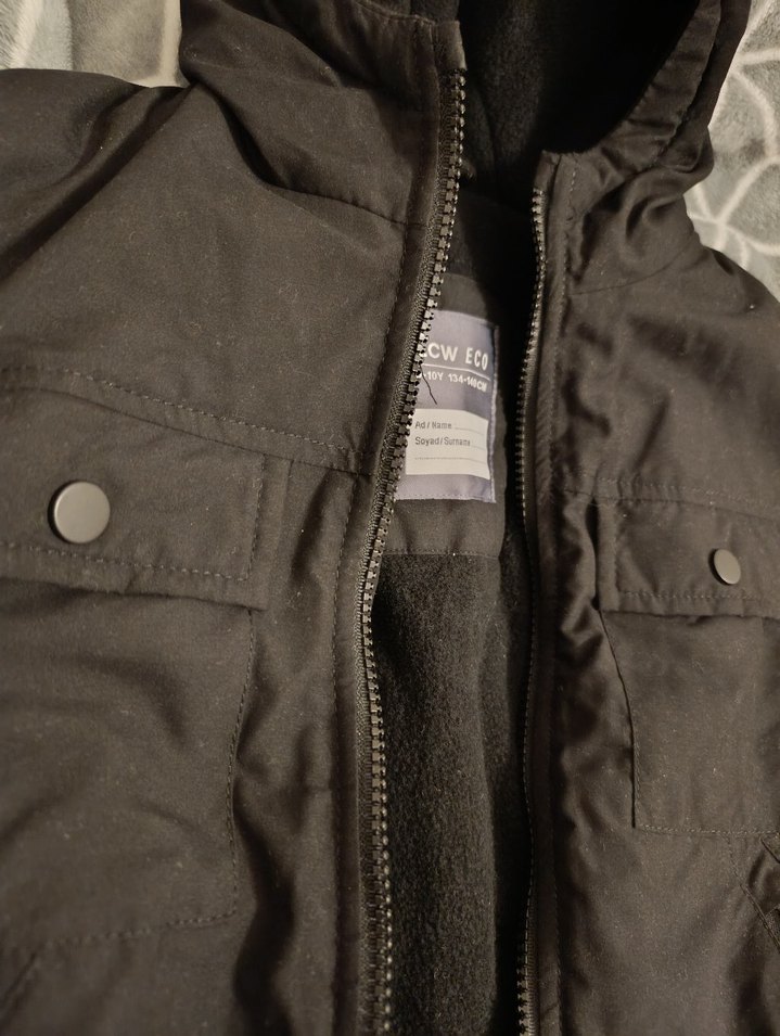 Erkek Çocuk Siyah Fermuarlı Street Wear Mont - Görsel 3