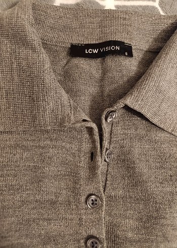 Gri Düğmeli triko üst - Görsel 4