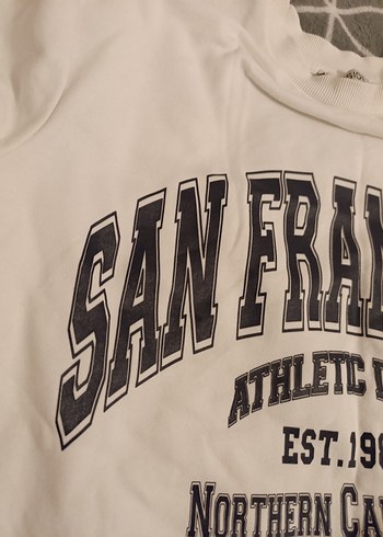 Beyaz Baskılı Kadın Sweatshirt - Görsel 2