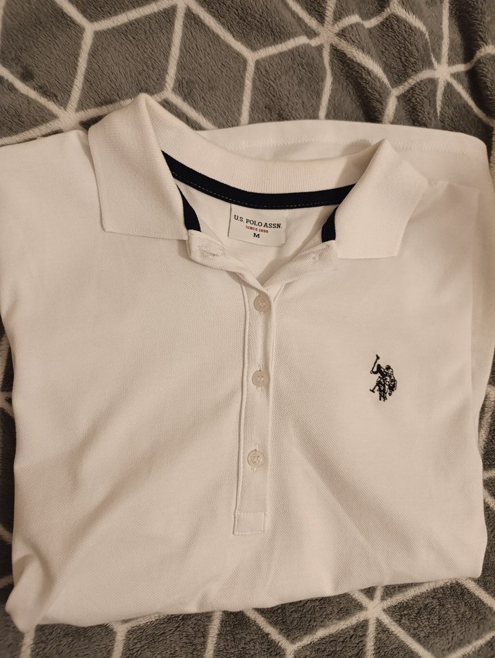 Kadın Beyaz Düğmeli Polo Tişört - Görsel 3