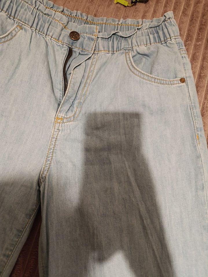 açık mavi Bol Kesim Midi Kadın Kot Pantolon ince yazlık - Görsel 3