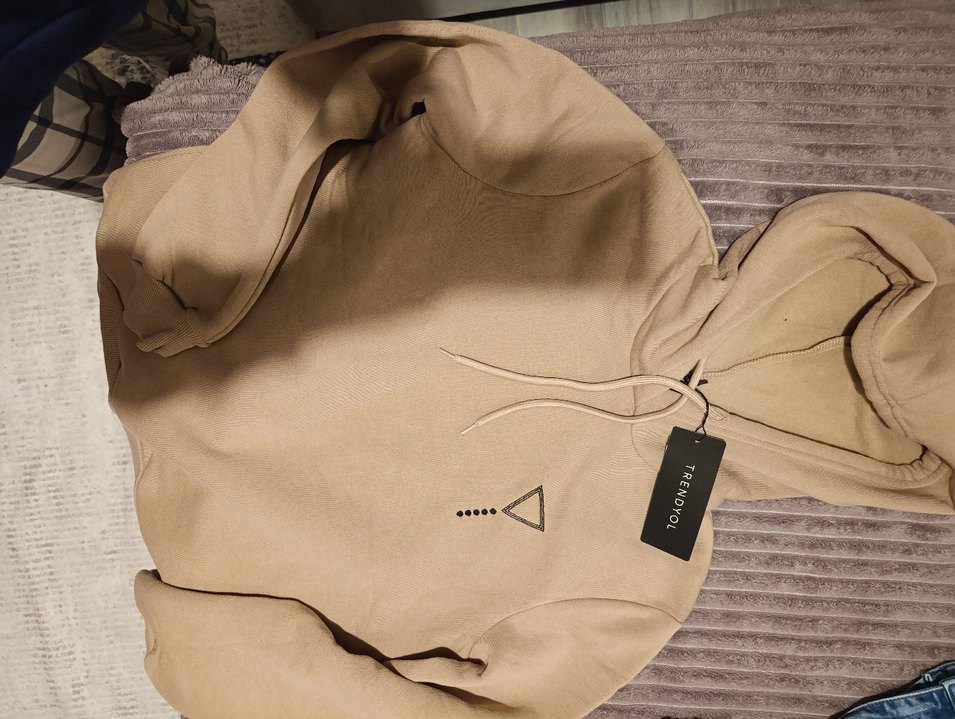 Etiketli kadın sweatshirt kapşonlu - Görsel 2