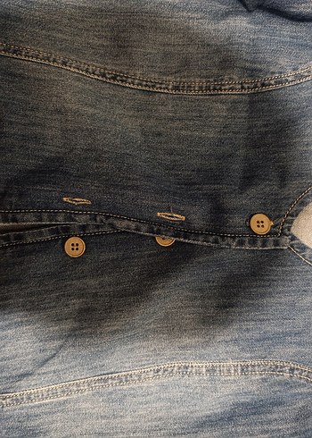 Düğmeli Mavi Denim Kolsuz Ceket - Görsel 2