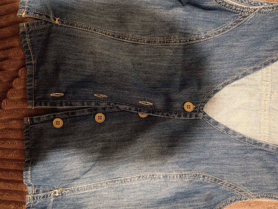 Düğmeli Mavi Denim Kolsuz Ceket - Görsel 2