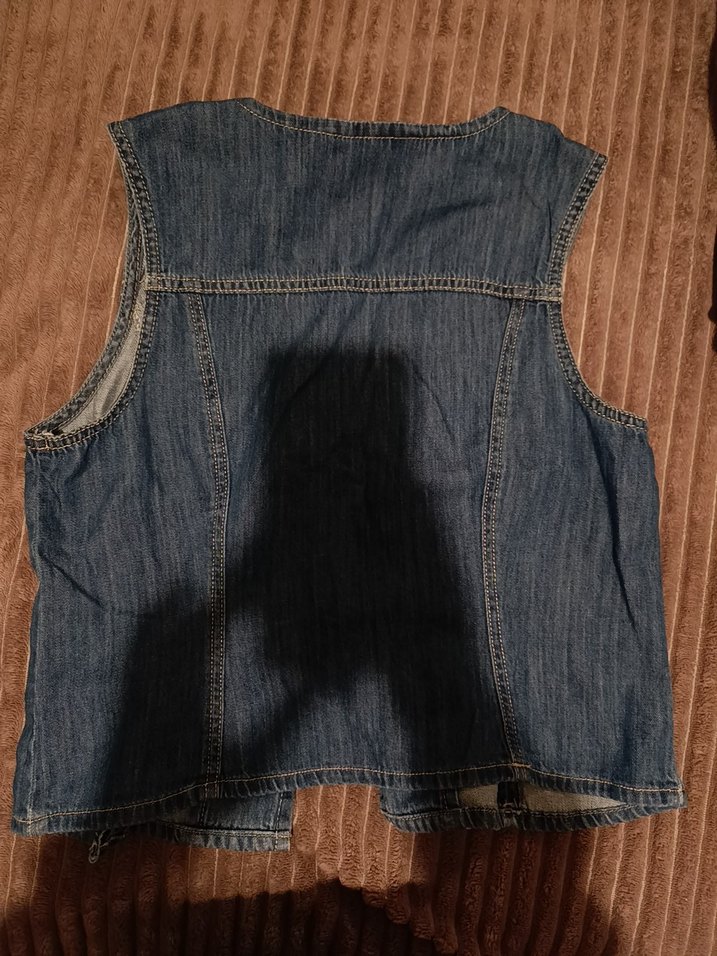 Düğmeli Mavi Denim Kolsuz Ceket - Görsel 4