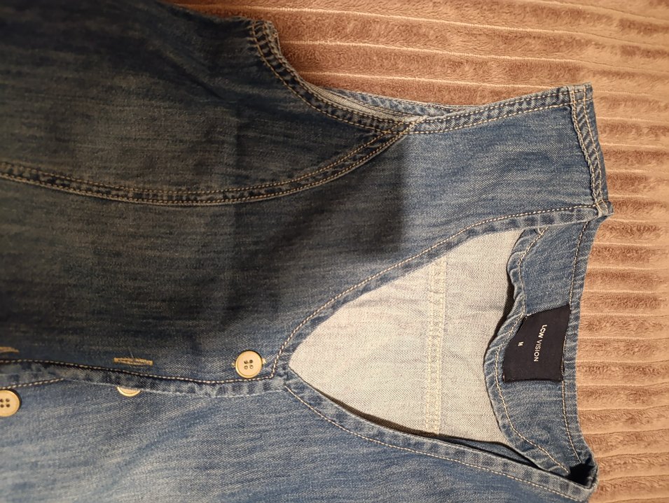 Düğmeli Mavi Denim Kolsuz Ceket - Görsel 3