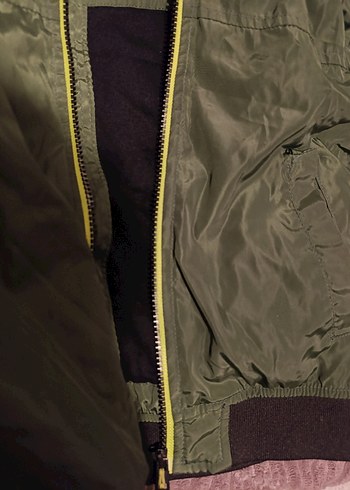 Erkek Çocuk Haki Fermuarlı Kapüşonlu Mont - Görsel 6