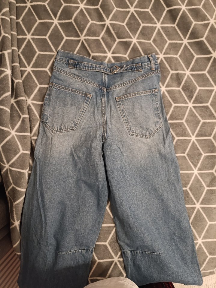 Kadın Geniş Kesim baggy Mavi Kot Pantolon - Görsel 4