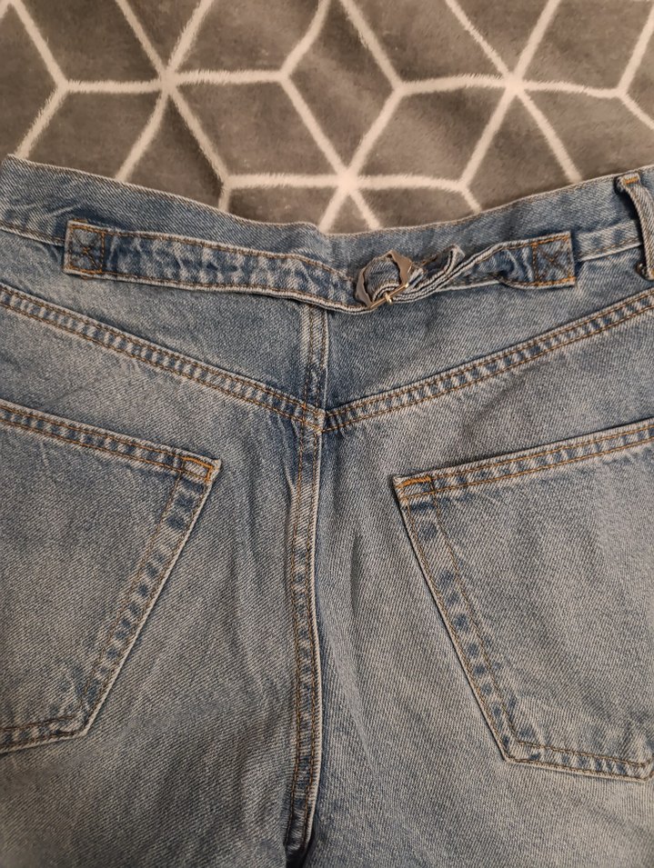 Kadın Geniş Kesim baggy Mavi Kot Pantolon - Görsel 5