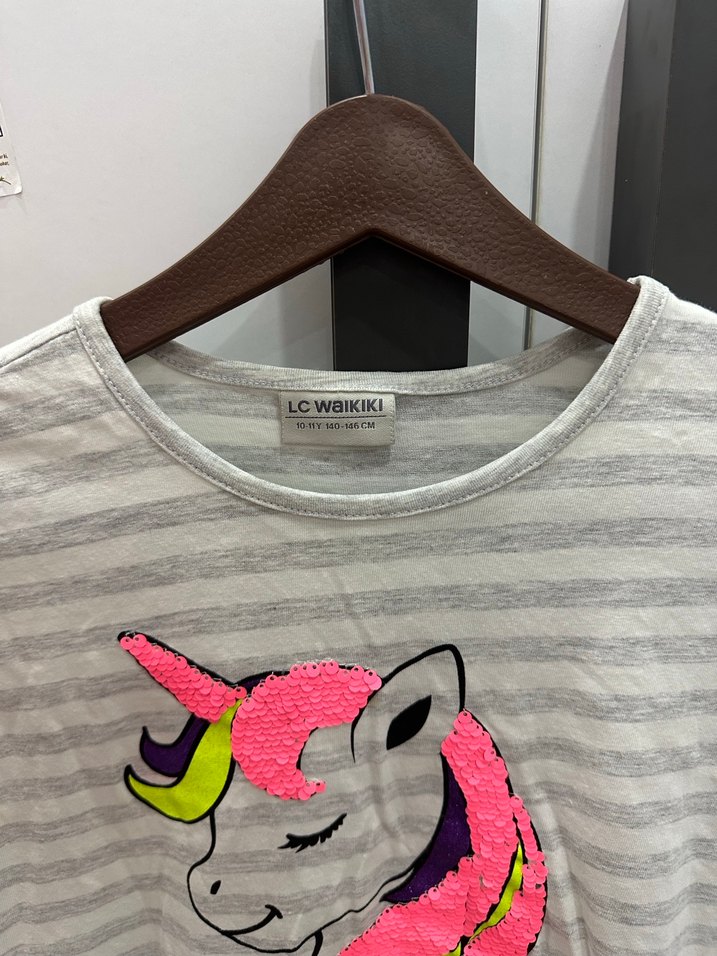 Kız Çocuk Gri Uzun Kollu Baskılı Sweatshirt - Görsel 2