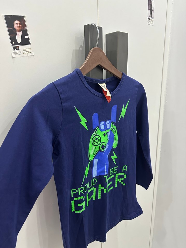 Erkek Çocuk Mavi Uzun Kollu Baskılı Sweatshirt - Görsel 2