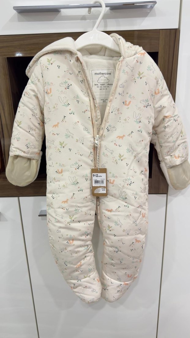 Kız Bebek Beyaz Desenli Kürklü Tulumu - Görsel 2