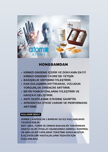 Atomy Hongsamdan Kore Kırmızı Ginseng Granül - Görsel 2