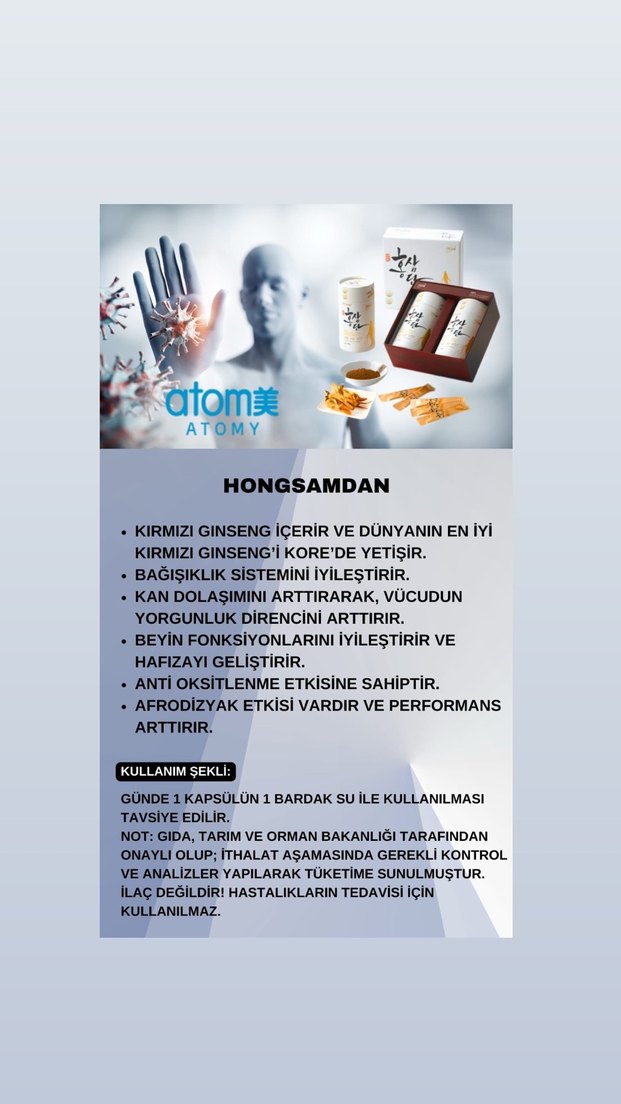Atomy Hongsamdan Kore Kırmızı Ginseng Granül - Görsel 2