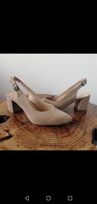 bej süet 7cm topuklu ayakkabi