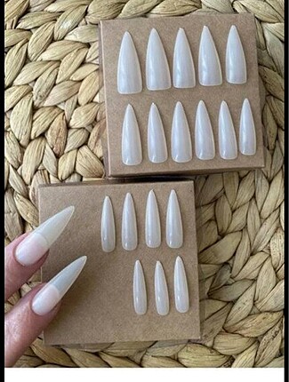 20 adet naturel stiletto takma tırnak