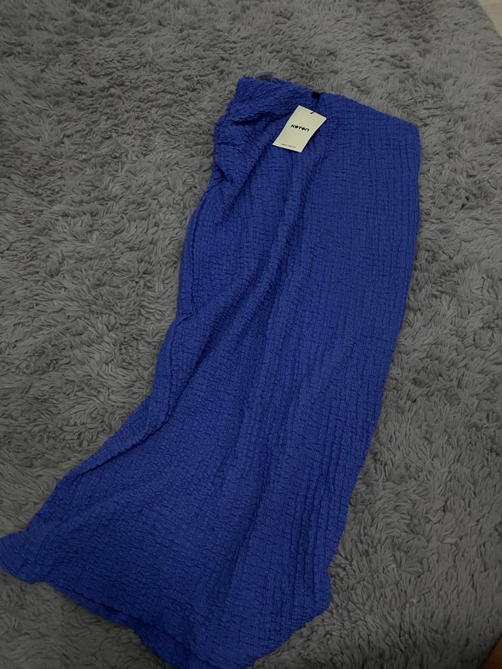 Kadın Mavi Keten etek - Görsel 2