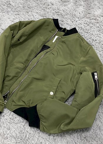 Haki Fermuarlı Kadın Street Wear Ceket - Görsel 2