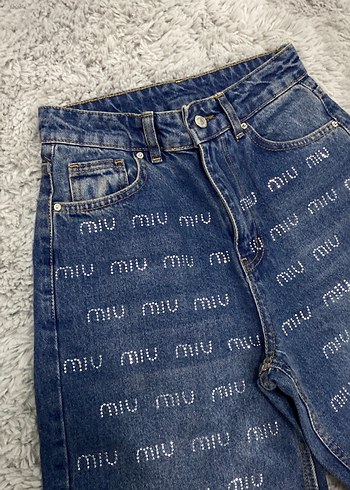 Miu miu taşlı kot pantolon - Görsel 2