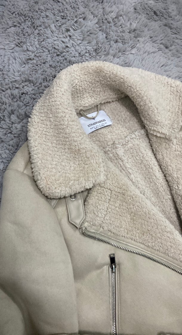 Bej Süet Kadın Mont Kürk Detaylı - Görsel 3