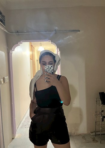 Kahverengi deri şort - Görsel 3