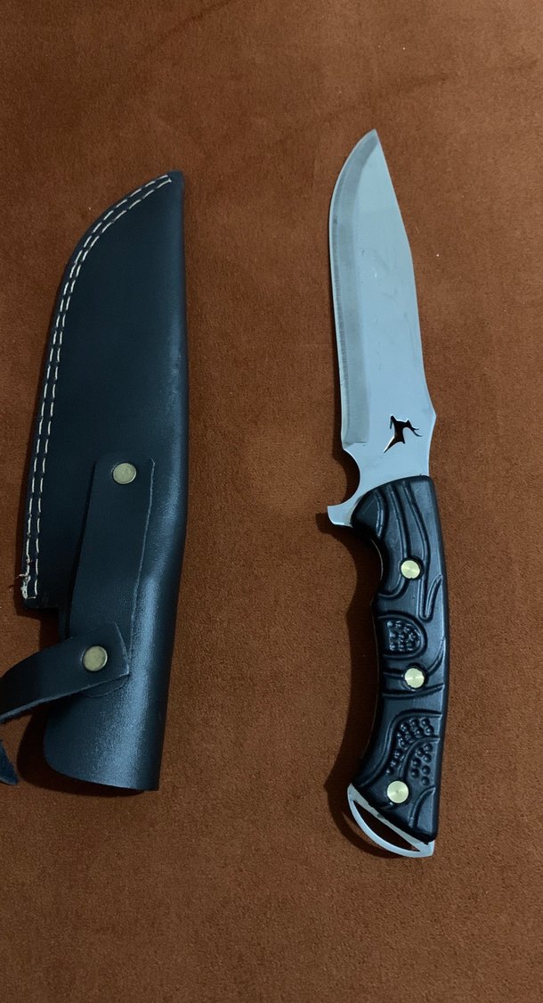 Siyah Saplı Keskin Bıçak ve Deri Kılıfı - Görsel 3