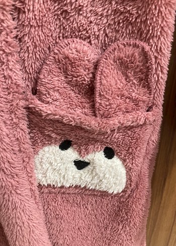 Pembe peluş kadın sabahlık - Görsel 3