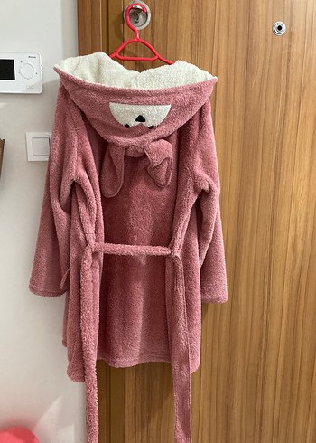 Pembe peluş kadın sabahlık - Görsel 2