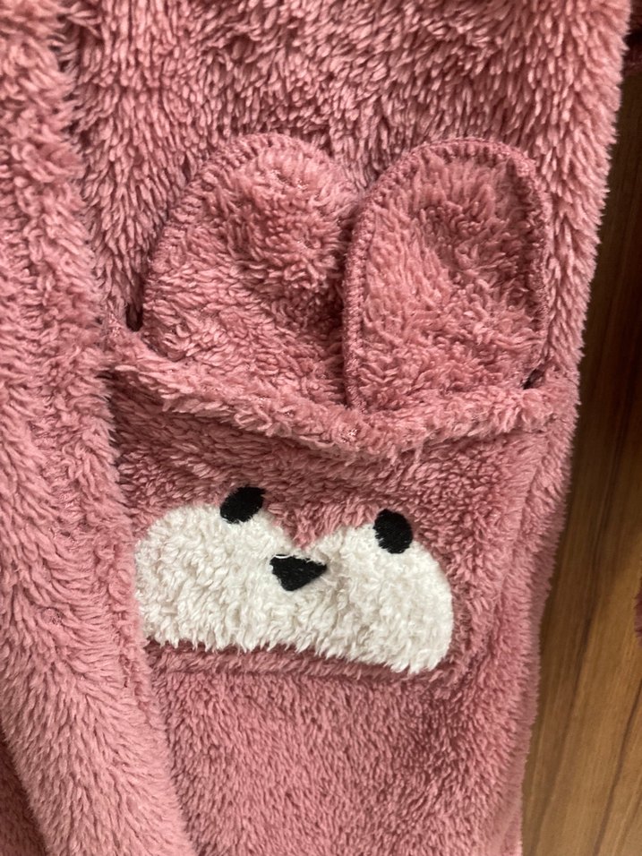 Pembe peluş kadın sabahlık - Görsel 3