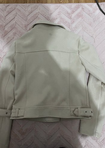 Bej Kadın Süet Kısa Deri Ceket - Görsel 3