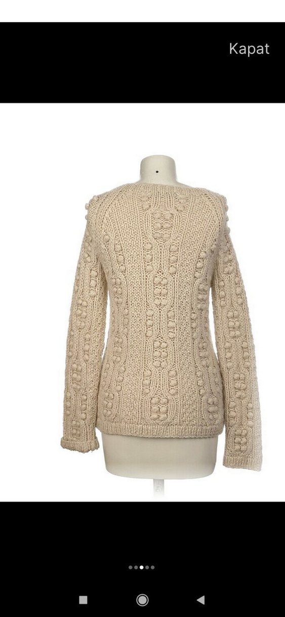 Bej Örgü Kadın Hırka Uzun Kollu - Görsel 3