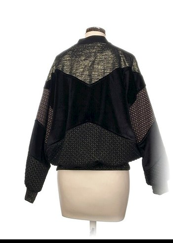 Örgü Detaylı Siyah Kadın Midi Ceket - Görsel 2