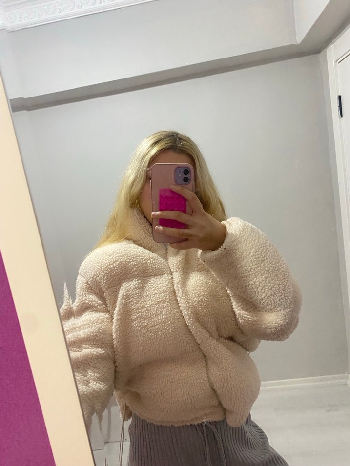 Peluş kısa mont - Görsel 4