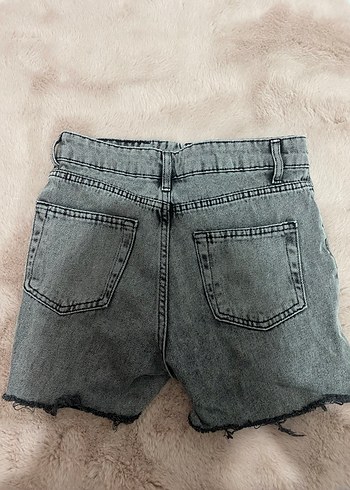 Gri kot Yırtık şort - Görsel 3