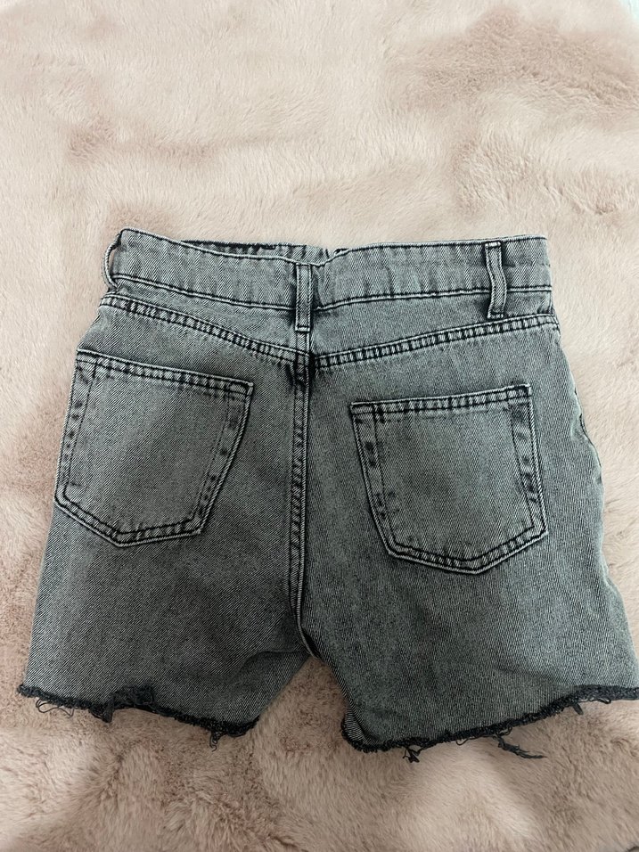 Gri kot Yırtık şort - Görsel 3