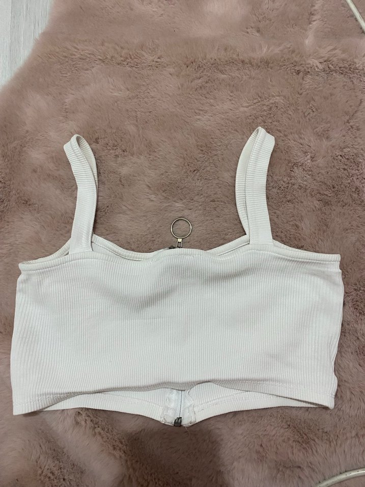 Fermuarlı Beyaz Mini crop - Görsel 2