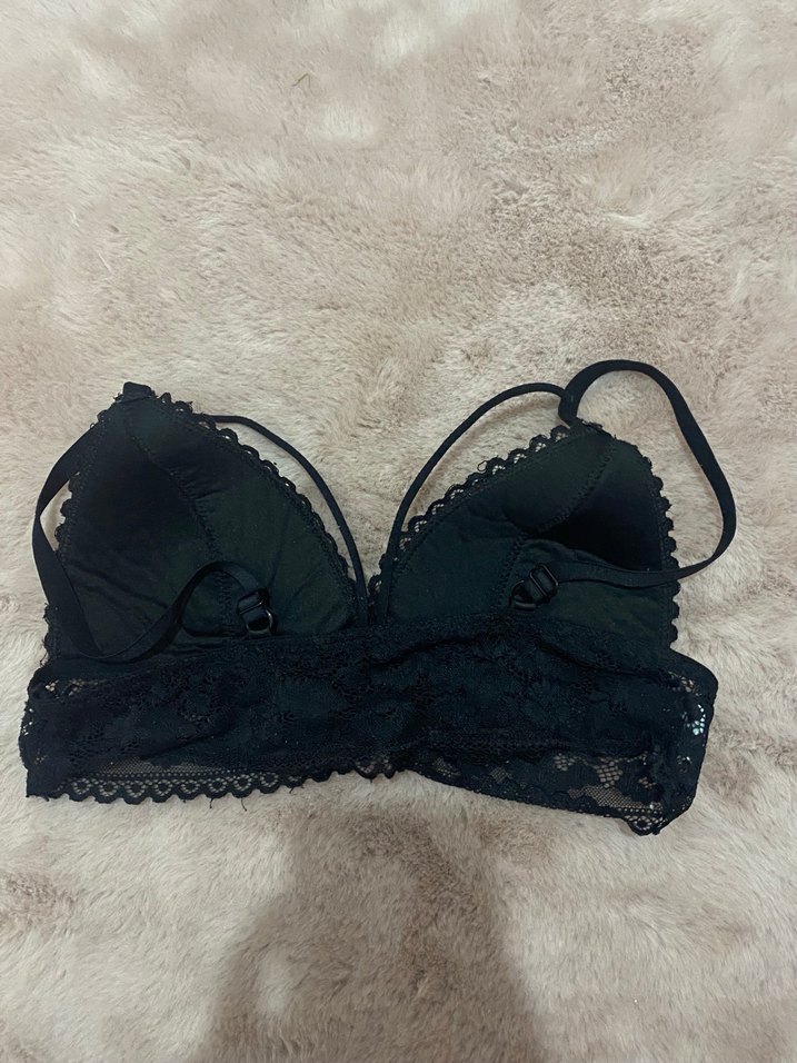 Dantel detaylı siyah Bralet - Görsel 2
