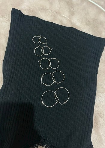 5 adet gümüş halka küpe - Görsel 2